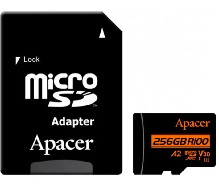 Фото - карту памяти Карта памяти Apacer microSDXC UHS-I U3 256GB V30 A2 +SD адаптер (AP256GMCSX10U8-R)