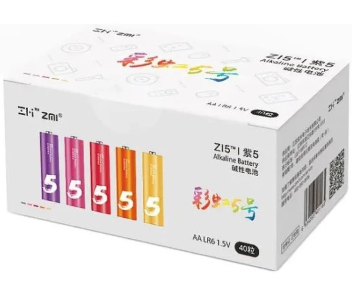 Фото - батарейку и аккумулятор Батарейка ZMI Rainbow AA Alkaline (AA540) 40шт/бл