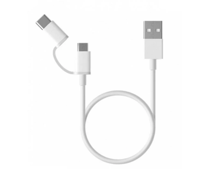 Фото - адаптер и кабель Xiaomi Mi 2in1 USB Cable micro/type-c 30см (SJV4083TY) White