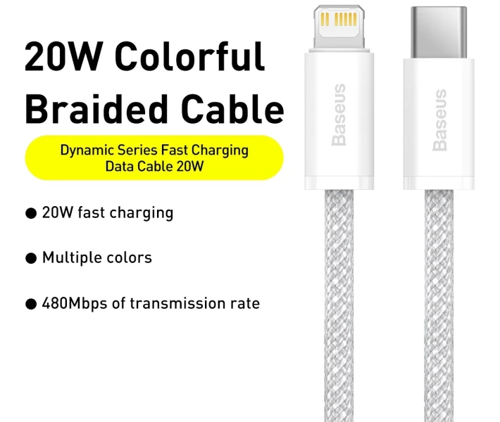Фото - адаптер и кабель Кабель Baseus Type-C to Lightning 20W 1m (CALD000002) белый