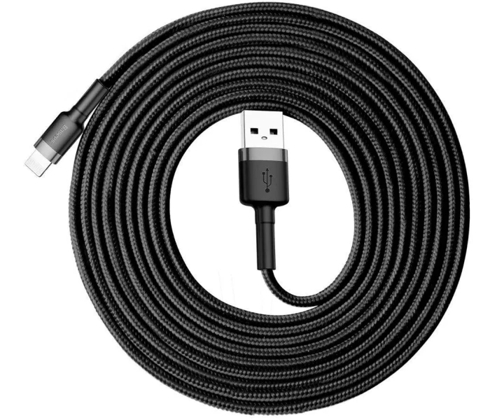 Фото - адаптер и кабель Кабель Baseus USB to Lightning 2A 3m (CALKLF-RG1) серый/черный