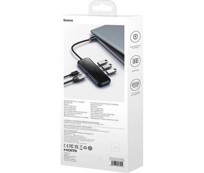 Фото - кардридер USB-хаб Baseus AcmeJoy 5-Port Type-C Dark Gray (WKJZ010213)