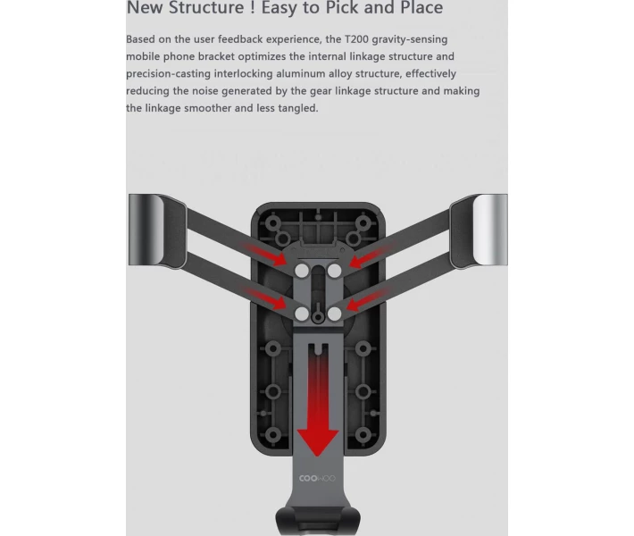 Фото - автомобильный держатель Автодержатель для смартфона Xiaomi Coowoo Car Gravity Phone Holder T200 Black