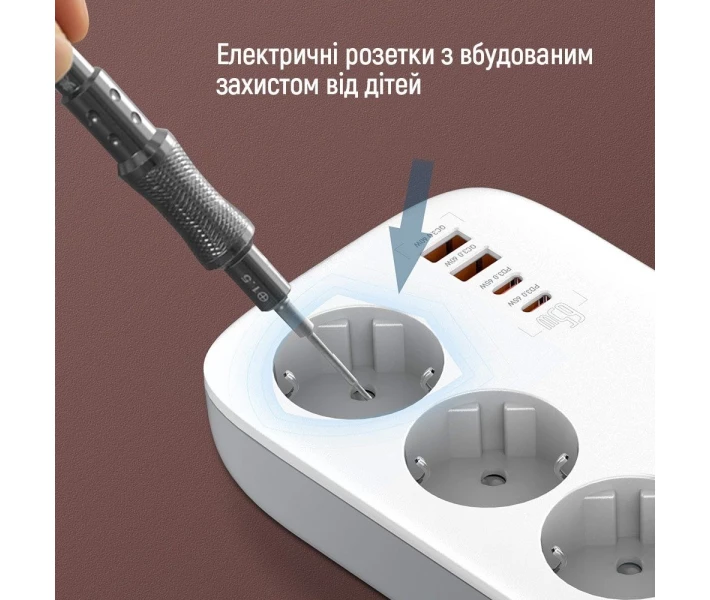 Фото - сетевой фильтр Сетевой фильтр СolorWay 3 розетки/4USB GaN3 Pro PD (2USB-A + 2 TYPE-C) (65W) 2M white (CW-CHE34PDW)