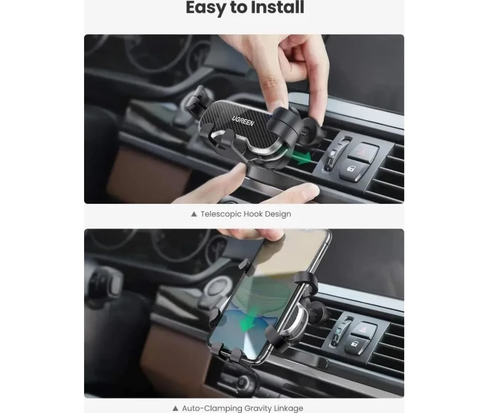 Фото - автомобильный держатель Автодержатель UGREEN LP228 Gravity Phone Holder for Car with Hook (80871)черный