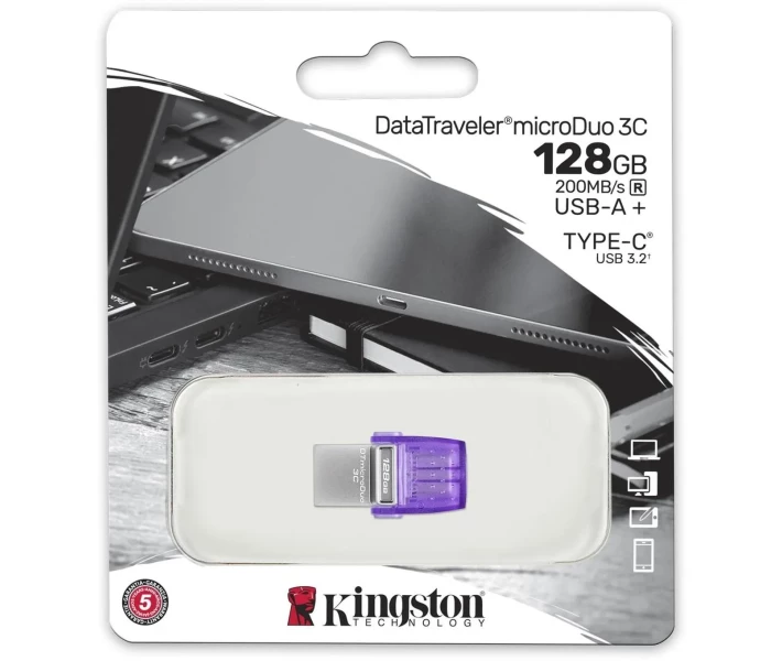 Фото - флешку Флеш-память USB Kingston DT microDuo 3C 128GB USB-A+USB-C (DTDUO3CG3/128GB)