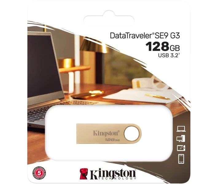 Фото - флешку Флеш-память USB Kingston DT SE9 G3 128GB USB 3.2 Gold (DTSE9G3/128GB)