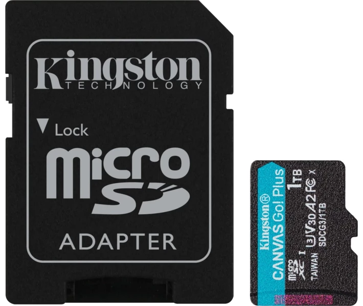 Фото - карту памяти Карта памяти Kingston MicroSDXC 1TB Canvas Go! Plus Class 10 UHS-I U3 V30 A2 + SD-адаптер (SDCG3/1TB)
