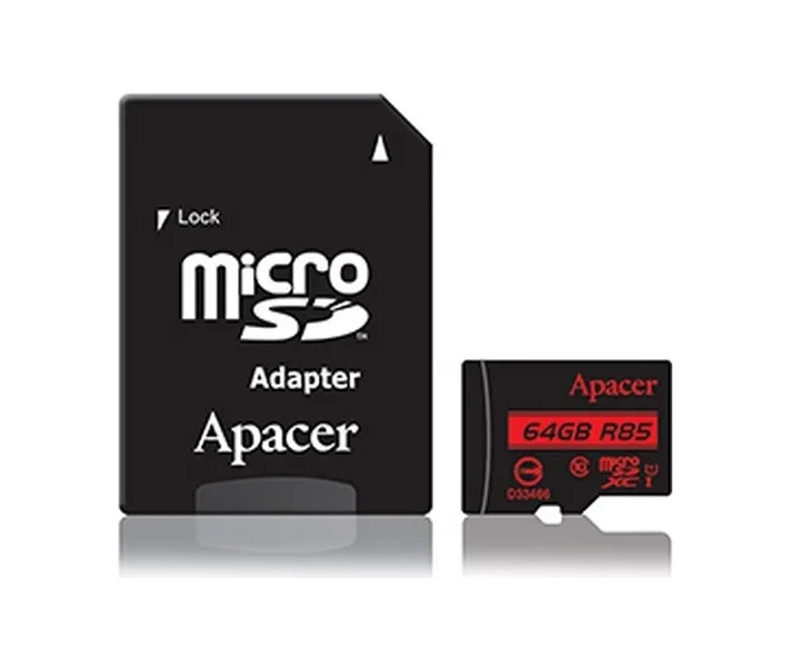 Фото - карту памяти Карта памяти Apacer microSDXC UHS-I 85R 64GB сlass10 + SD adapter (AP64GMCSX10U5-R )