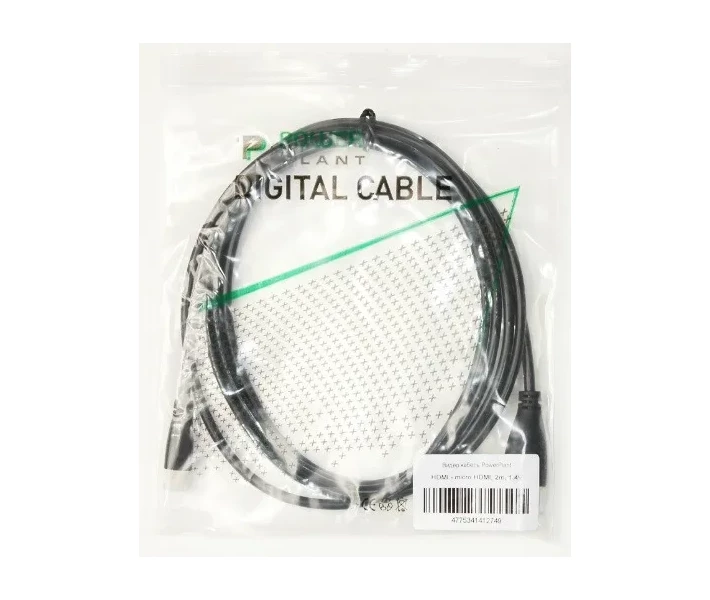 Фото - адаптер и кабель Кабель PowerPlant HDMI - micro HDMI, 2м, позолоченные коннекторы, 1.4V