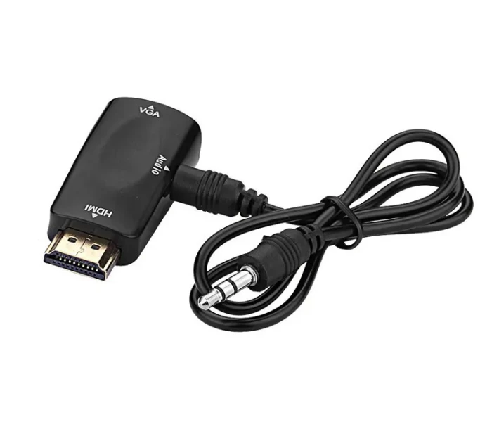 Фото - адаптер и кабель  -переходник PowerPlant HDMI - VGA+Audio с аудио кабелем 0.5м
