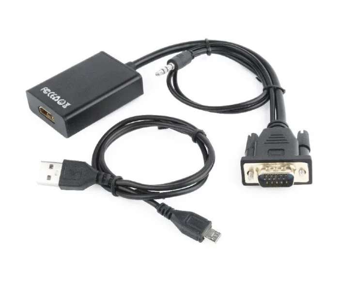 Фото - адаптер и кабель Адаптер-преобразователь Cablexpert VGA в HDMI со звуком (A-VGA-HDMI-01)
