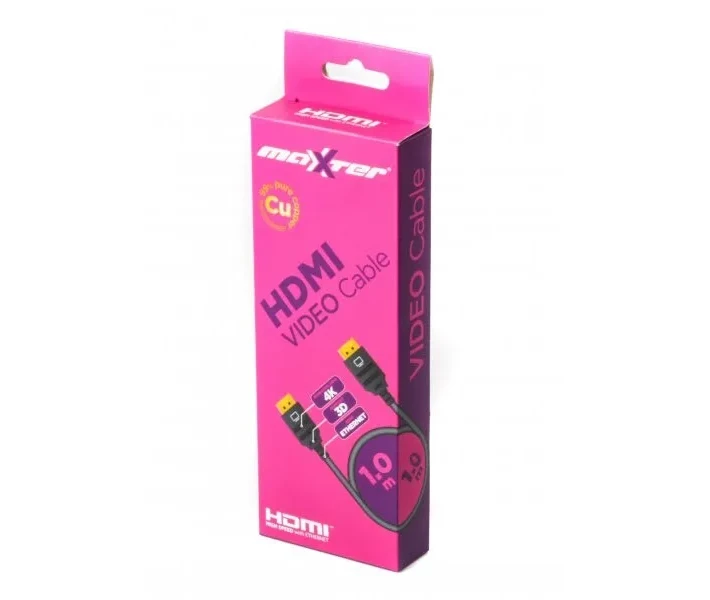 Фото - адаптер и кабель Кабель Maxxter HDMI V.1.4, позол. коннект., 1 м. (VB-HDMI4-1M)