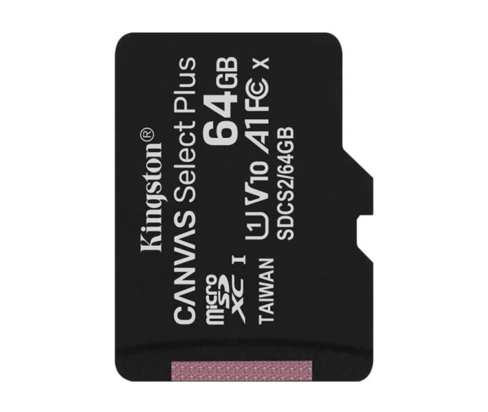 Фото - карту памяти Карта памяти Kingston 64GB microSDXC Canvas Select Plus 100R A1 C10 + SD адаптер (SDCS2/64GB)