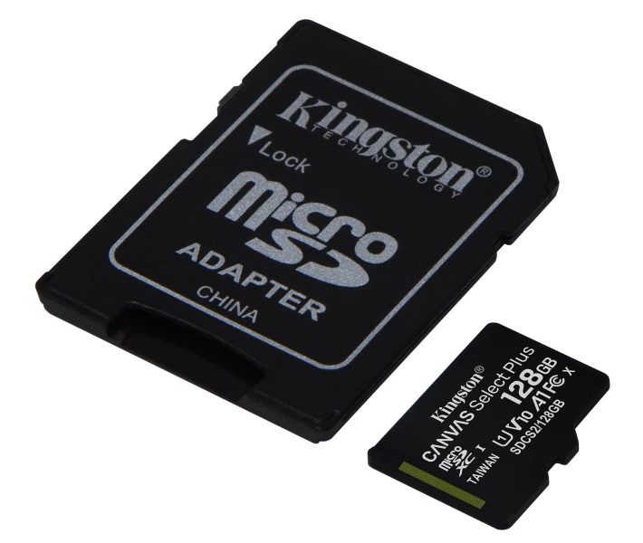 Фото - карту памяти Карта памяти Kingston 128GB microSDXC Canvas Select Plus 100R A1 C10 + SD адаптер (SDCS2/128GB)