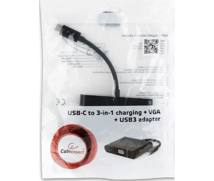 Фото - адаптер и кабель USB Type C -> VGA/USB 3.0/Type C Cablexpert (A-CM-VGA3in1-01)