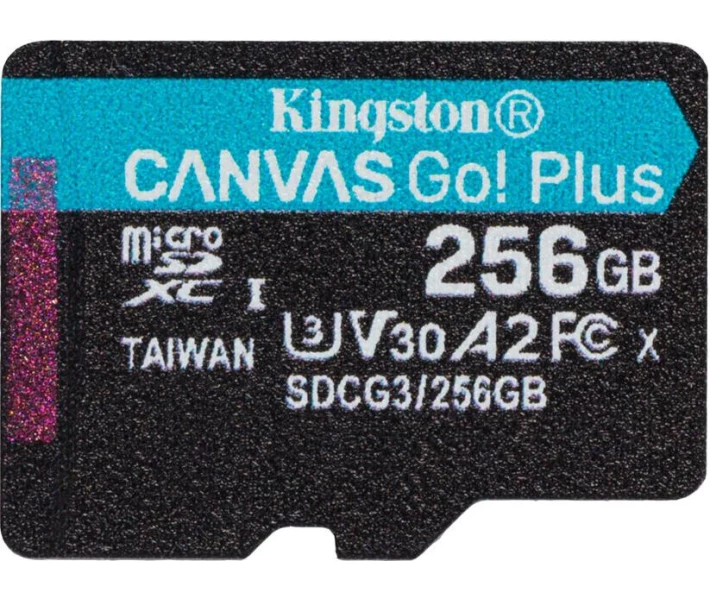 Фото - карту памяти Карта памяти Kingston MicroSDXC 256GB Canvas Go! Plus Class 10 UHS-I U3 V30 A2 + SD-адаптер (SDCG3/256GB)