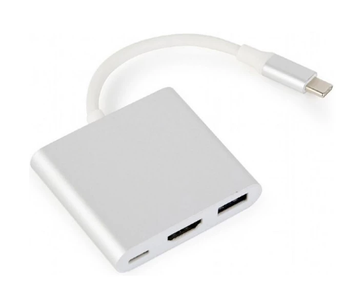 Фото - адаптер и кабель Type-C -> HDMI 0,1м Cablexpert (A-CM-HDMIF-02-SV) silver