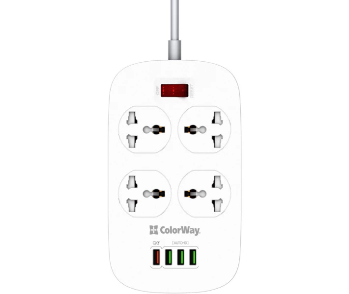 Фото - сетевой фильтр Сетевой фильтр ColorWay 4 розетки/4USB 1.8м (1QC3.0 + 3 AUTO ID) (CW-CHU44QW) White