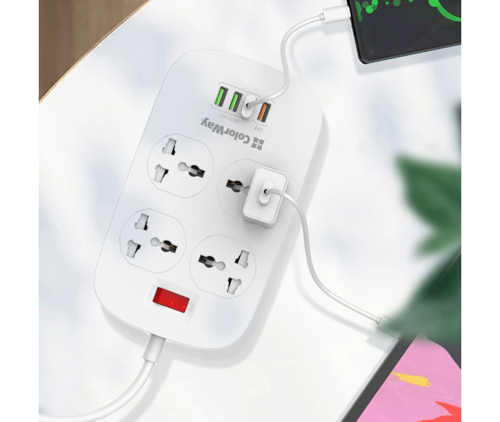 Фото - сетевой фильтр Сетевой фильтр ColorWay 4 розетки/4USB 1.8м (1QC3.0 + 3 AUTO ID) (CW-CHU44QW) White