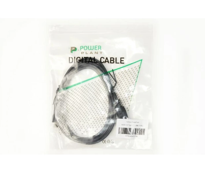 Фото - адаптер и кабель Кабель PowerPlant USB 3.0 Type-C – BM, 1.5м (KD00AS1275)