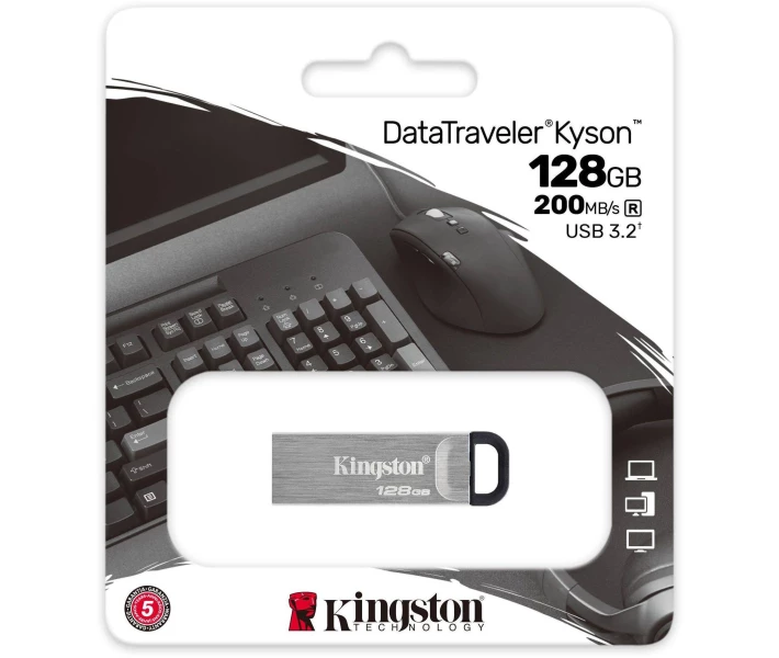 Фото - флешку Флеш-память Kingston DT Kyson 128GB USB 3.2 Silver/Black (DTKN/128GB)