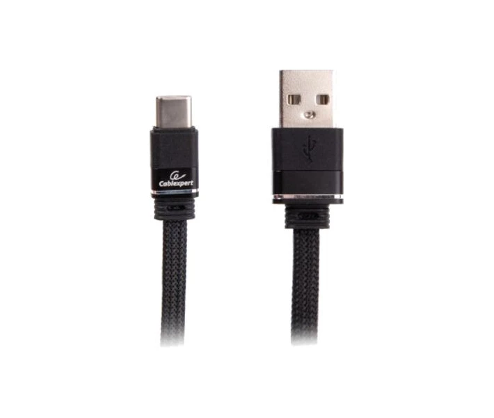 Фото - адаптер и кабель Кабель Cablexpert USB 2.0 A-папа/C-папа, 1 м, плоский, 2.4А (CCPB-C-USB-10BK)