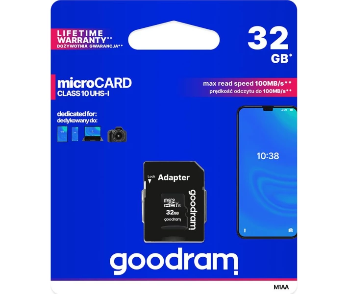 Фото - карту памяти Карта памяти Goodram microSDHC 32GB UHS-I class 10 + SD адаптер (M1AA-0320R12)