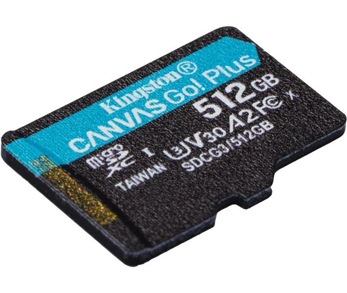 Фото - карту памяти Карта памяти Kingston MicroSDXC 512GB Canvas Go! Plus Class 10 UHS-I U3 V30 A2 + SD-адаптер (SDCG3/512GB)