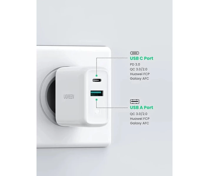Фото - зарядное устройство для телефона и планшета Зарядное устройство UGREEN CD170 38W USB/Type-C белый