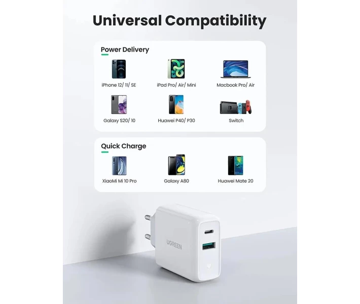 Фото - зарядное устройство для телефона и планшета Зарядное устройство UGREEN CD170 38W USB/Type-C белый