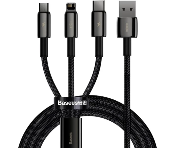 Фото - адаптер и кабель Кабель Baseus 3-in-1 USB to M+L+C 3.5A 1.5m (CAMLTWJ-01