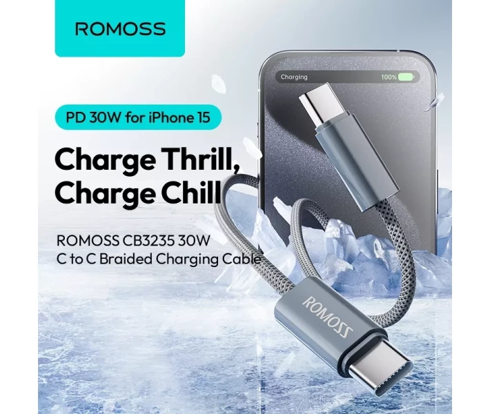 Фото - адаптер и кабель Кабель Romoss Type-C/Type-C 60W 3A 1m (CB3235-631-134H) бел.