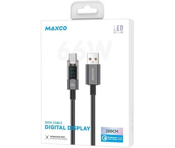 Фото - адаптер и кабель Кабель MAXCO USB to Type-C 6A 2m (MS03C) черн.