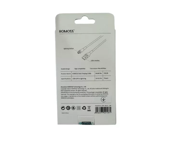 Фото - адаптер и кабель Кабель Romoss CB12B USB-Ligh 2.4A 1m (CB12B-621-234H) черный