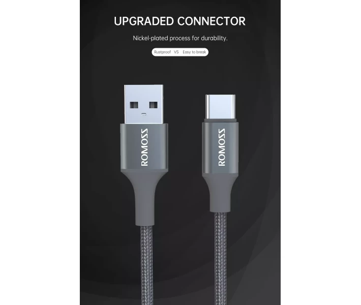 Фото - адаптер и кабель Кабель Romoss USB to Type-C 3A 1m (CB3035-631-G43H) серый