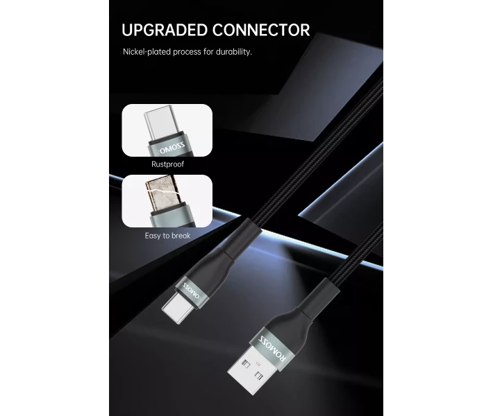 Фото - адаптер и кабель Кабель Romoss USB to Type-C 3A 1m (CB3031-631-G43H) черн.