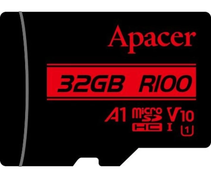 Фото - карту памяти Карта памяти Apacer microSDHC UHS-I 32GB R100 V10 A1 + SD adapter (AP32GMCSH10UB-R)