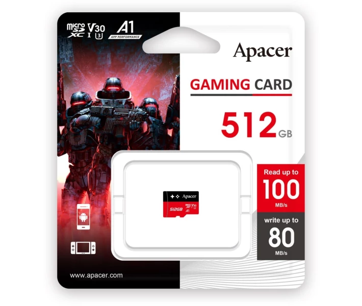Фото - карту памяти Карта памяти Apacer microSDXC UHS-I U3 512GB V30 A1 (AP512GMCSX10U7-RAGC)