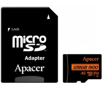 Купить - карту памяти  Карта памяти Apacer microSDXC UHS-I U3 128GB V30 A2 +SD адаптер (AP128GMCSX10U8-R)