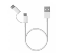 Купить - адаптер и кабель  Кабель Xiaomi Mi 2in1 USB Cable micro/type-c 30см білий