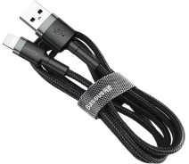 Купить - адаптер и кабель  Кабель Baseus USB to Lightning 1.5A 2m (CALKLF-HG1) серый/черный