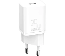 Купить - аксессуар к смартфону  Зарядное устройство для Baseus 1C 25W (TZCCSUP-L02)бел+кабель Type-C to Type-C 3A 1m