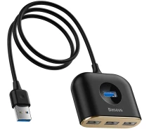 Купить - кардридер  Хаб-адаптер Baseus 4in1 USB3.0/USB*1+USB*3 1m (CAHUB-AY01) черный