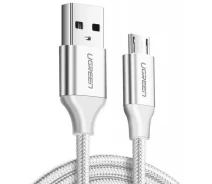 Купить - адаптер и кабель  Кабель UGREEN US290 USB/MicroUSB 2A Aluminum Braid 1m белый