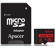 Купить - аксессуар к ноутбуку и Пк  Карта памяти Apacer microSDHC UHS-I 85R 32GB сlass10 + SD adapter (AP32GMCSH10U5-R )