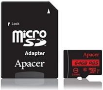 Купить - аксессуар к ноутбуку и Пк  Карта памяти Apacer microSDXC UHS-I 85R 64GB сlass10 + SD adapter (AP64GMCSX10U5-R )