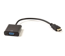 Купить - аксессуар к смартфону   -переходник PowerPlant HDMI - VGA, 0.15м, позолоченные коннекторы, черный