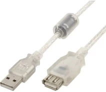 Купить - адаптер и кабель  Удлинитель Cablexpert USB2.0, A-папа/А-мама, 4.5 м, феррит (CCF-USB2-AMAF-TR-15)