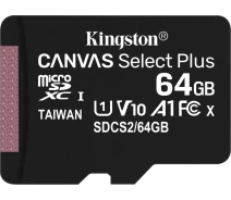 Купить - карту памяти  Карта памяти Kingston 64GB microSDXC Canvas Select Plus 100R A1 C10 (SDCS2/64GBSP)